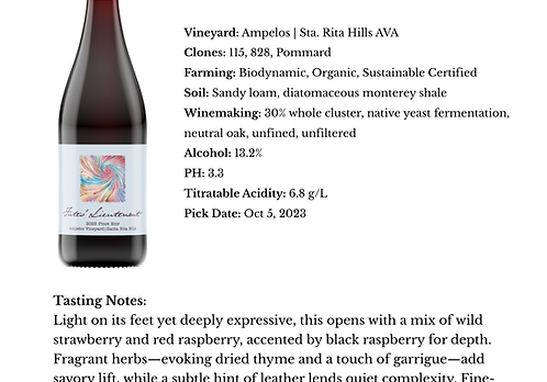 2023 Ampelos Vineyard Pinot Noir, Sta. Rita Hills — view 3