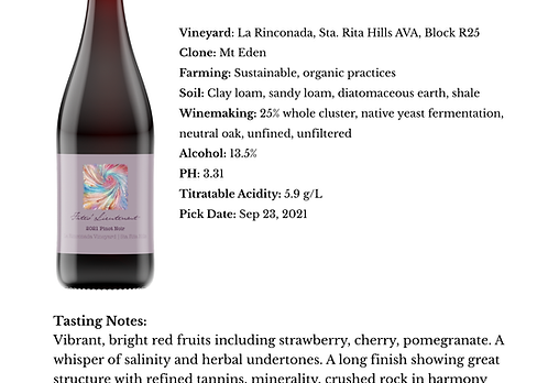 2021 La Rinconada Vineyard Pinot Noir, Sta. Rita Hills — view 3